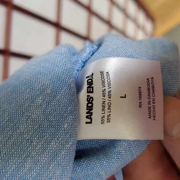 Lands' End Women's 3/4 Sleeve Linen Blend Tunic Top - Picture 6 of 9